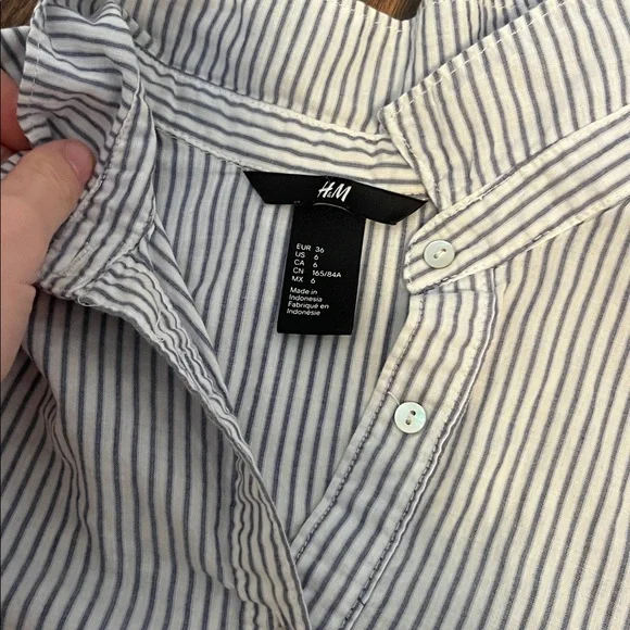 H&M Black and White Striped Casual Shirt - Picture 2 of 3
